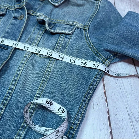 american eagle outfitters jean denim jacket sz medium boho western streetwear - Picture 6 of 6